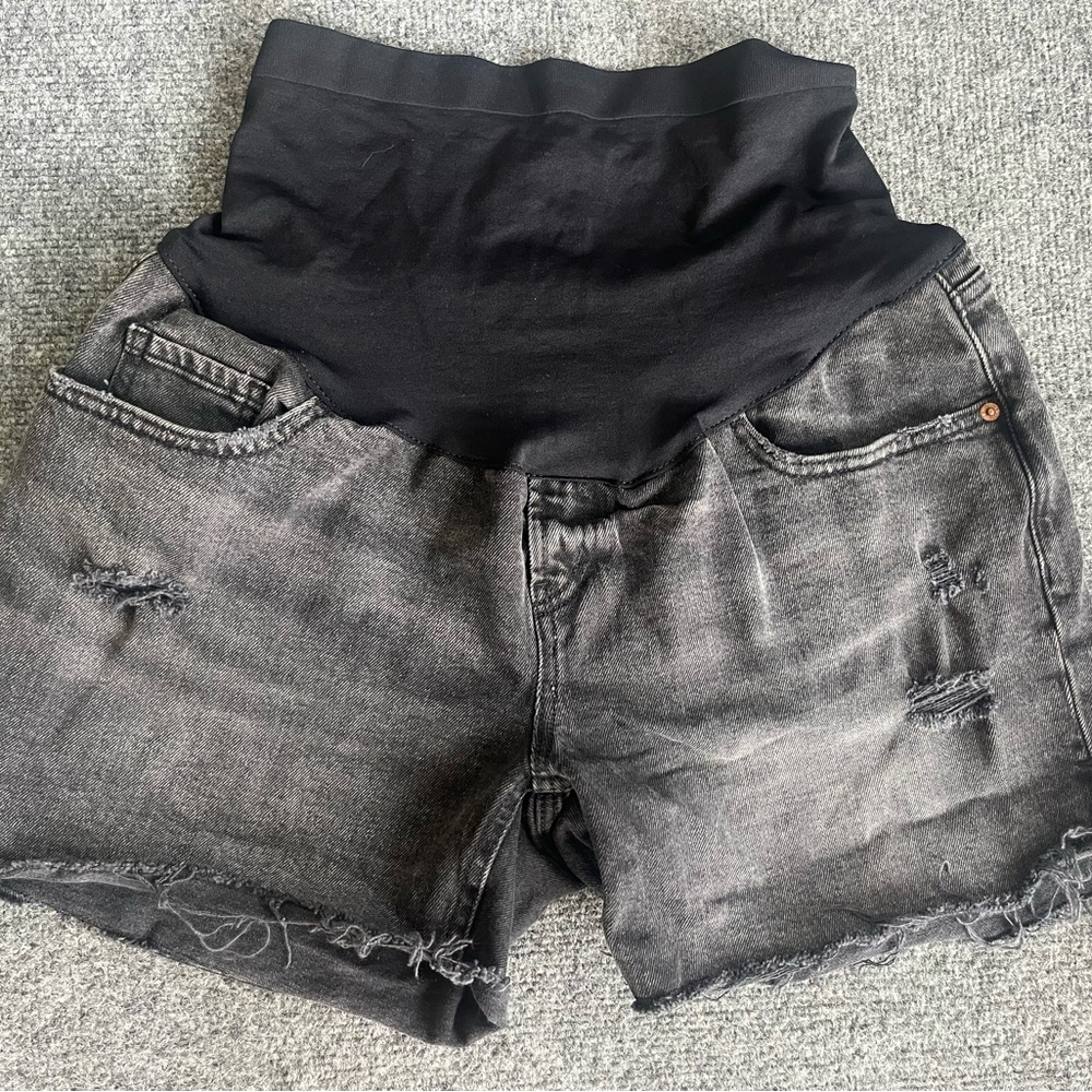 Old Navy High Waist Black Denim Shorts maternity size 12